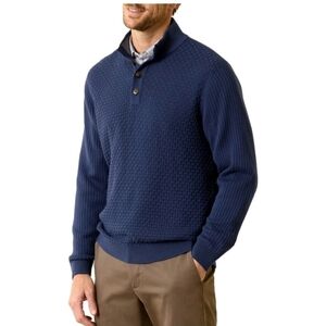 TOMMY BAHAMA Sandbar Textured Henley Sweater Navy Blue Knit sz M